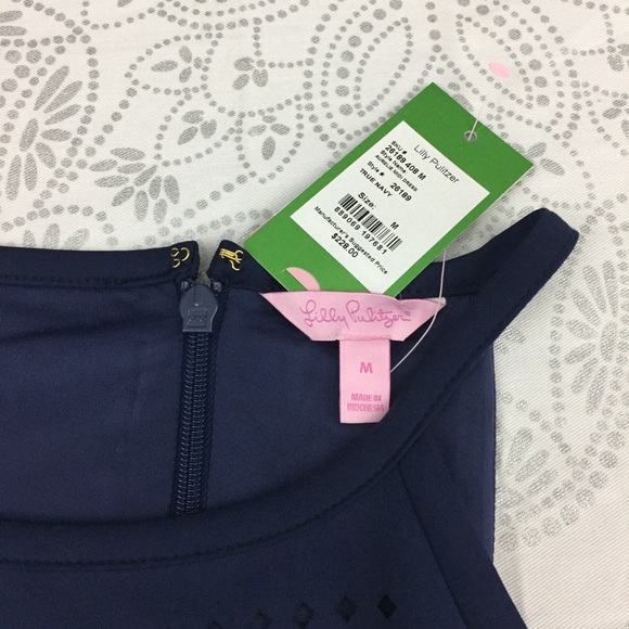 NWT Lilly Pulitzer Navy Aurelie Fit Flare Dress M - Picture 7 of 8